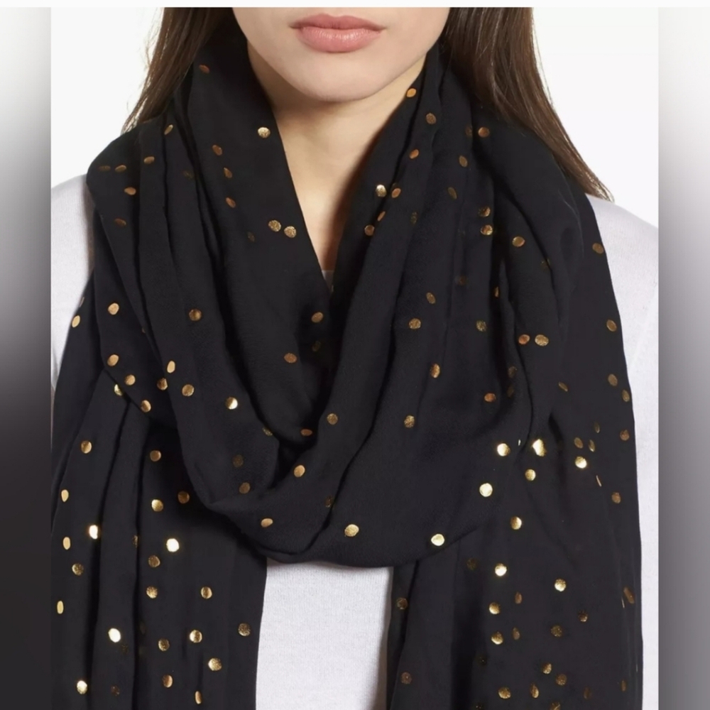 Elegant Black and Gold Polka Dot Scarf